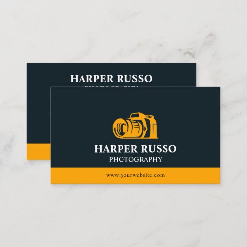 Navy  Orange Professional Photography  Business Card