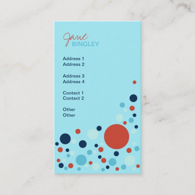 Navy & Orange Retro Dots Business Card (Front)