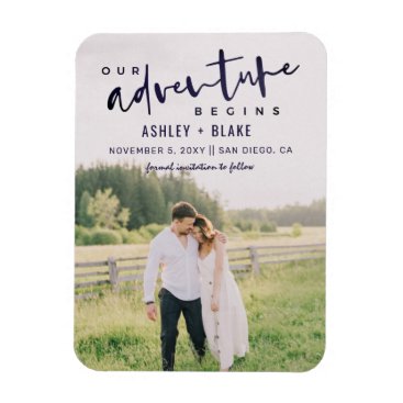 Navy Our Adventure Begins Photo Save the Date Magnet