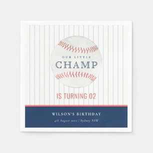 Navy Our Little Champ Baseball Any Age Birthday Napkins