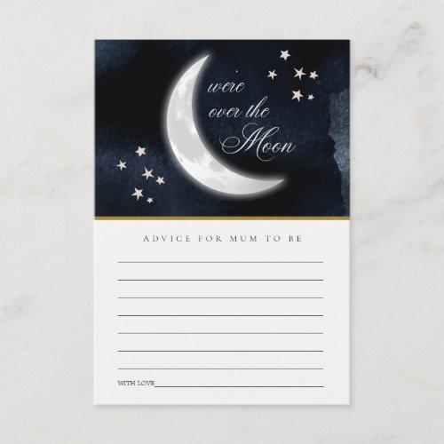 Navy Over the Moon Advice For Mum Baby Shower Enclosure Card
