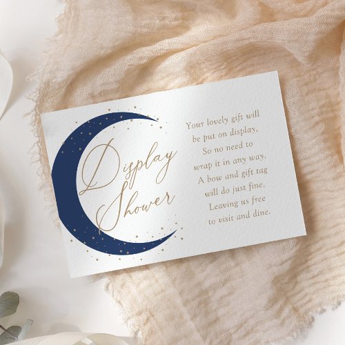Navy Over the Moon Baby Display Shower Enclosure Card
