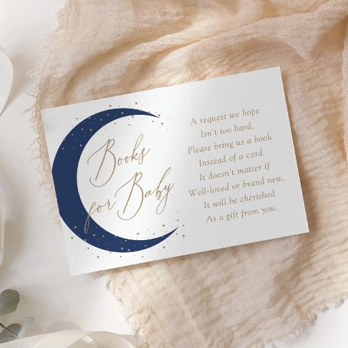 Navy Over the Moon Baby Shower Books for Baby Enclosure Card