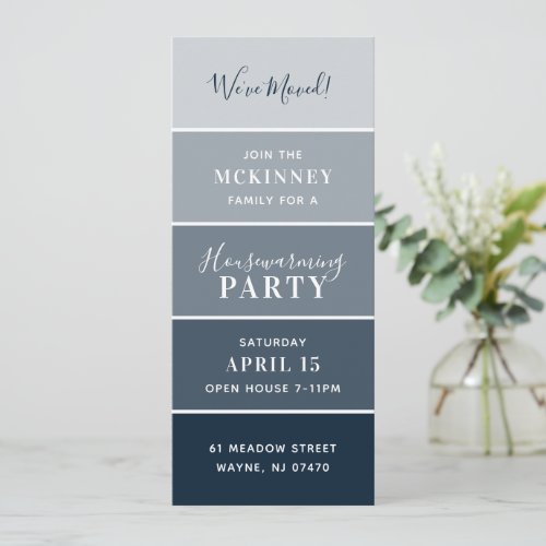 Navy Paint Swatch Card Housewarming Party Invite