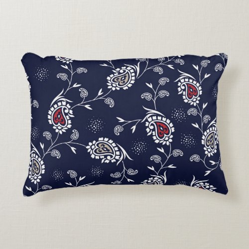 Navy Paisley Elegant Pattern Design Accent Pillow