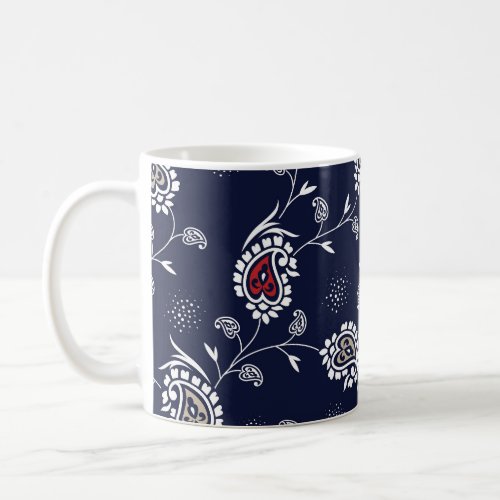 Navy Paisley Elegant Pattern Design Coffee Mug