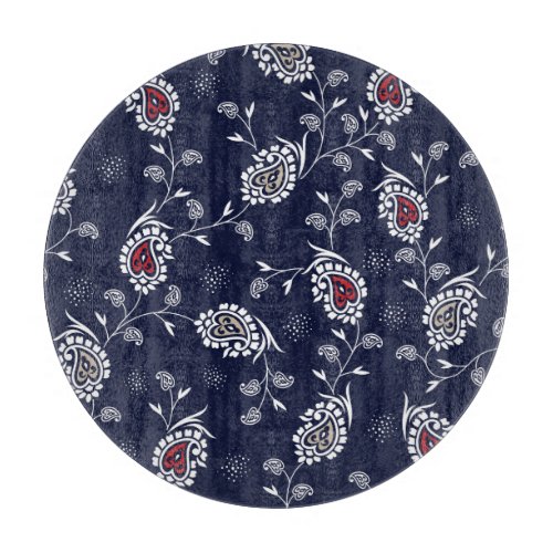 Navy Paisley Elegant Pattern Design Cutting Board