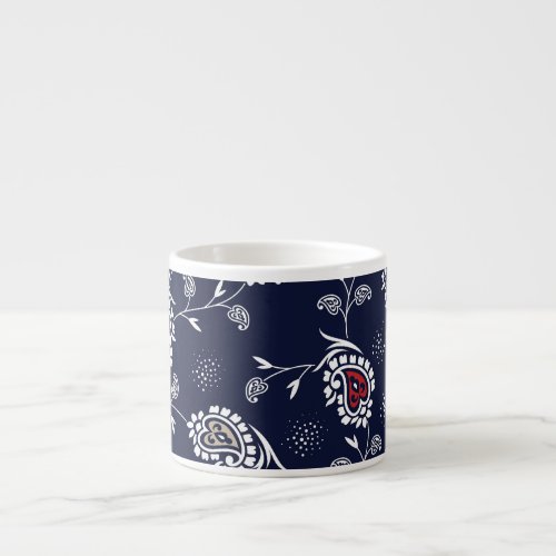 Navy Paisley Elegant Pattern Design Espresso Cup