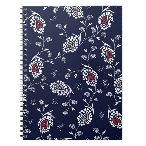 Navy Paisley Elegant Pattern Design Notebook