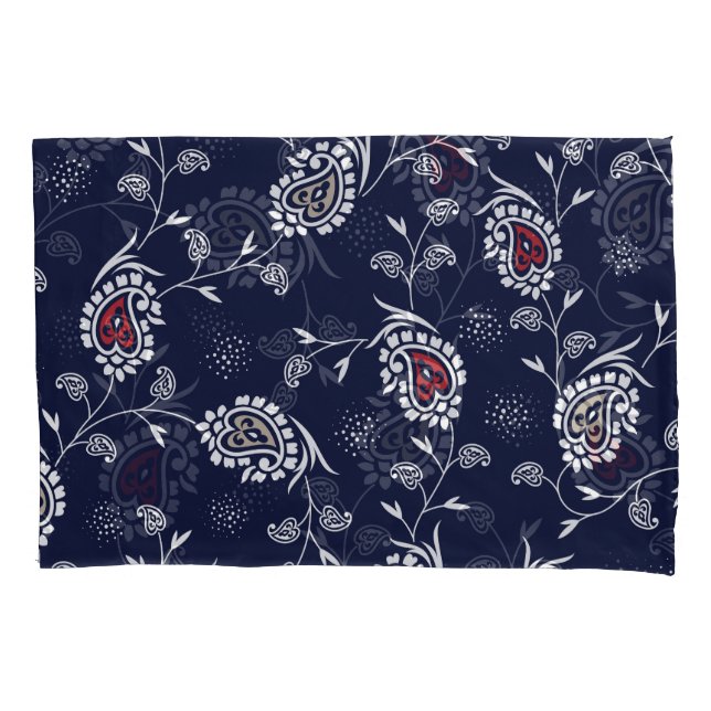 Navy Paisley: Elegant Pattern Design. Pillow Case (Front)