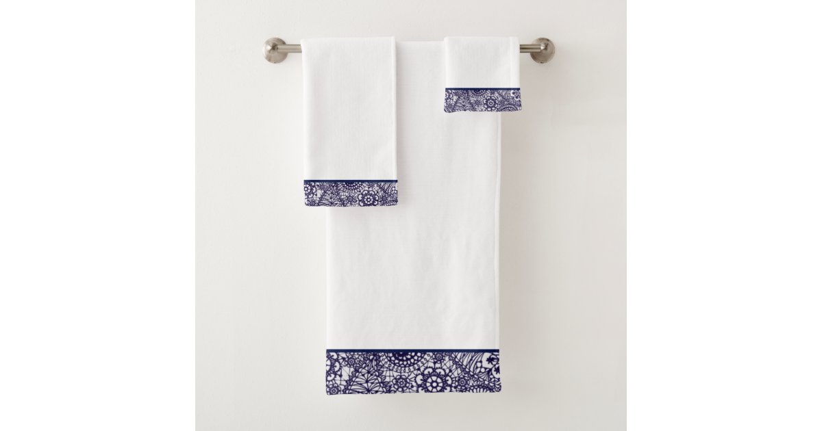 Fleur Buffalo Check Hand Towel in Navy