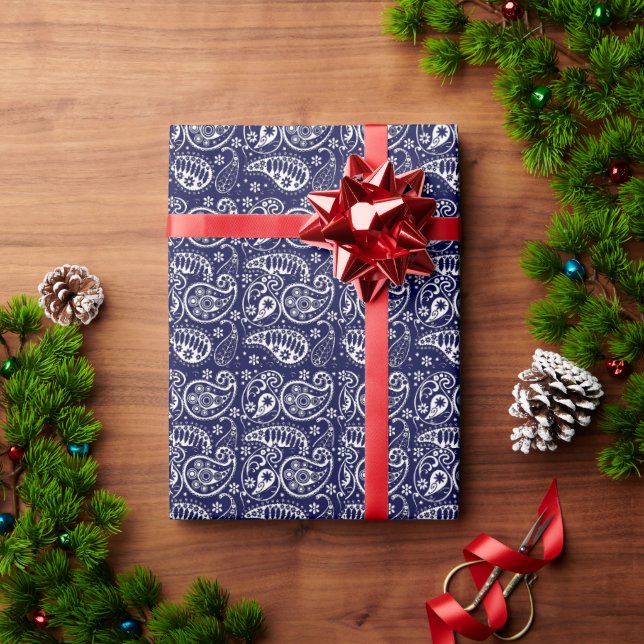 navy paisley wrapping paper (Holiday Gift)