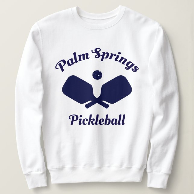 Navy Palm Springs Pickleball Sweatshirt (Design Front)