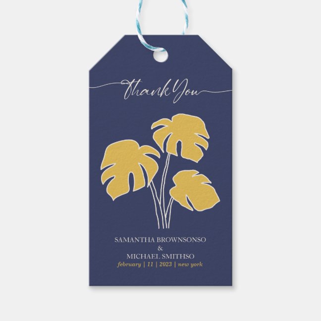 Navy Palm Tropical Signature Elegant Gift Tags