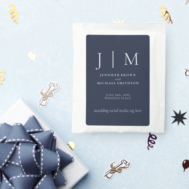 Navy Party Day Modern Classic Simple Wedding Tea Bag Drink Mix
