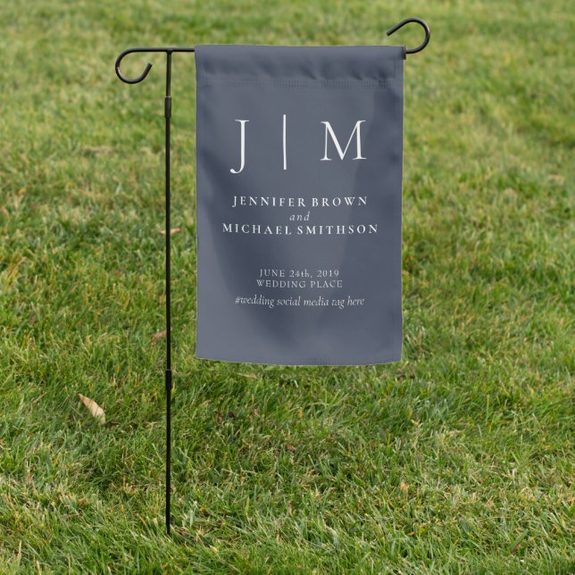 Navy Party Trend Modern Classic Simple Wedding Garden Flag (In SItu)