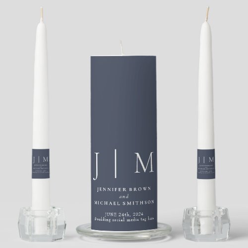 Navy Party Welcome Modern Classic Wedding Unity Candle Set
