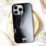 Navy & Pastel Blue Ombre Mist with Copper Monogram iPhone 16 Pro Case<br><div class="desc">Protect your phone in style with this elegant "Ethereal Mist" iPhone case featuring a captivating design and shimmering faux metallic accents. Perfect for those who love luxury and modern art, this case is available for many iPhone and Samsung models, offering both Barely There and Tough case options to suit your...</div>