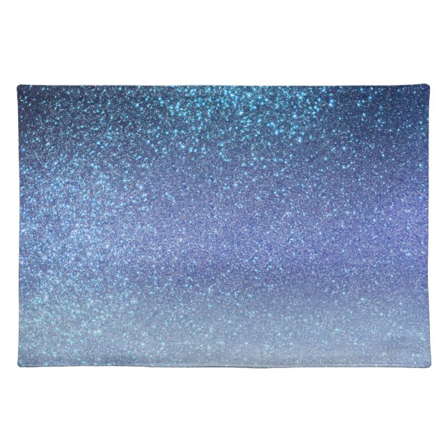 Navy Pastel Blue Triple Glitter Ombre Gradient Cloth Placemat (Front)
