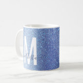 Navy Pastel Blue Triple Glitter Ombre Gradient Coffee Mug (Front Left)