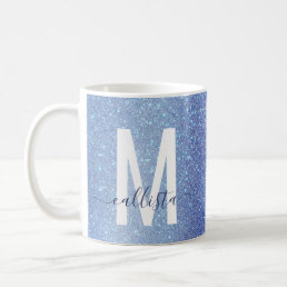 Navy Pastel Blue Triple Glitter Ombre Gradient Coffee Mug