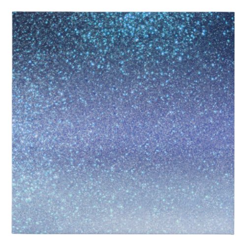 Navy Pastel Blue Triple Glitter Ombre Gradient Faux Canvas Print