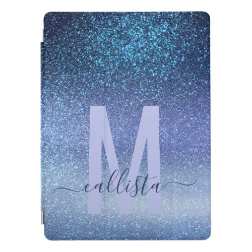 Navy Pastel Blue Triple Glitter Ombre Gradient iPad Pro Cover