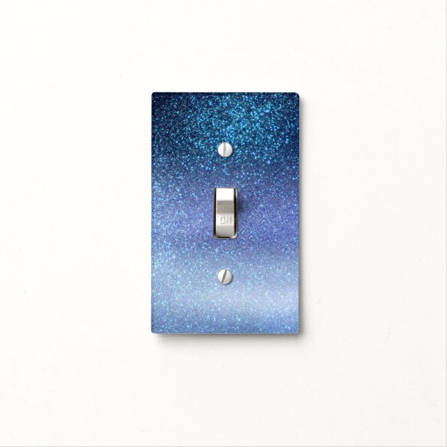 Navy Pastel Blue Triple Glitter Ombre Gradient Light Switch Cover (In Situ)