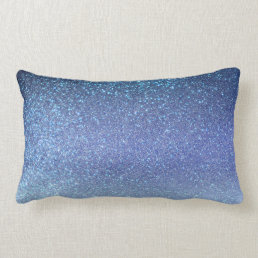 Navy Pastel Blue Triple Glitter Ombre Gradient Lumbar Pillow