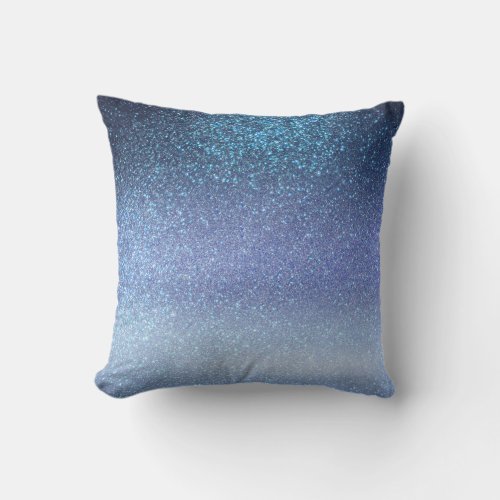 Navy Pastel Blue Triple Glitter Ombre Gradient Outdoor Pillow