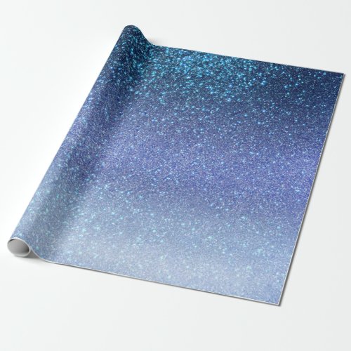 Navy Pastel Blue Triple Glitter Ombre Gradient Wrapping Paper
