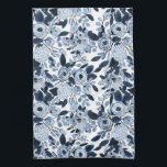 Navy Pastel Blue Watercolor Floral Pattern Kitchen Towel<br><div class="desc">This elegant and modern pattern is perfect for the stylish and trendy woman. It features hand-painted navy blue, pastel blue, and white watercolor flowers and leaves on top of a simple white background. It's pretty, country, cute, sweet, and artsy. Enjoy this hand-painted design created by the artist of La Femme,...</div>