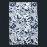 Navy Pastel Blue Watercolor Floral Pattern Kitchen Towel<br><div class="desc">This elegant and modern pattern is perfect for the stylish and trendy woman. It features hand-painted navy blue, pastel blue, and white watercolor flowers and leaves on top of a simple white background. It's pretty, country, cute, sweet, and artsy. Enjoy this hand-painted design created by the artist of La Femme,...</div>