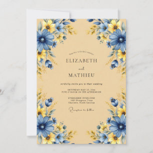 Navy Pastoral Meadow Wedding Invitation
