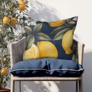 Navy Patio Outdoor Lemons European Outdoor Pillow