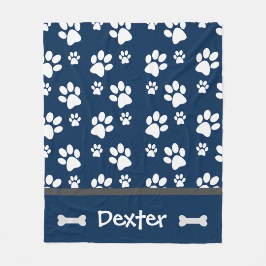 Navy Paw Print Large Blanket Great for Dogs