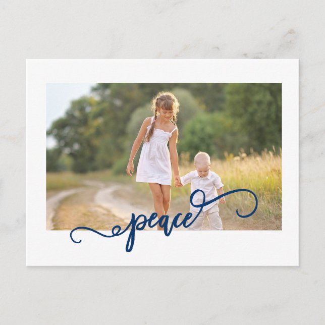 Navy Peace Christmas Postcard (Front)