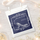 Navy Peacock Flourish Wedding Favor Bag<br><div class="desc">Pass out wedding favors for your guests with a set of Navy Peacock Flourish Wedding Favor Bag.  Bag design features an elegant peacock adorned with flourishes. Personalize with the groom and bride's names along with the wedding date. Additional wedding stationery available with this design as well.</div>
