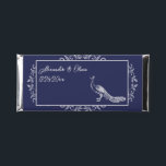 Navy Peacock Flourish Wedding Hershey Bar Favors<br><div class="desc">Pass out wedding favors for your guests with Navy Peacock Flourish Wedding Hershey Bar Favors.  Wrapper design features an elegant peacock adorned with flourishes.  Personalize with the groom and bride's names along with the wedding date. Additional wedding stationery available with this design as well.</div>