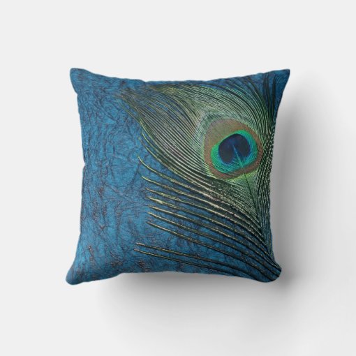 Navy Peacock Throw Pillow Zazzle