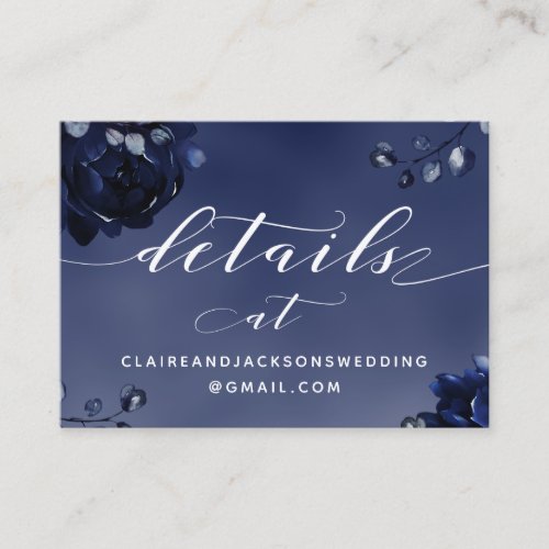 Navy Peony Assembly Details RSVP Online Navy Business Card