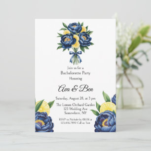 Navy Peony Citrus Paint Floral Bachelorette Party Invitation