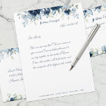 Navy Peony Silver Dusty Blue Eucalyptus Greenery Letterhead<br><div class="desc">A watercolor floral letterhead stationery featuring watercolor-painted navy blue peonies with silver and dusty blue eucalyptus greeneries.</div>