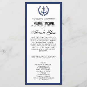 Navy Perfect Chevron/Zig Zag Wedding Program