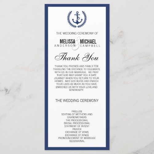 Navy Perfect ChevronZig Zag Wedding Program