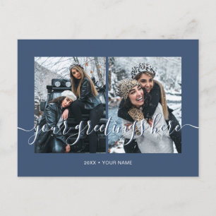 Navy Personalized 2 photos Universal Greetings Postcard