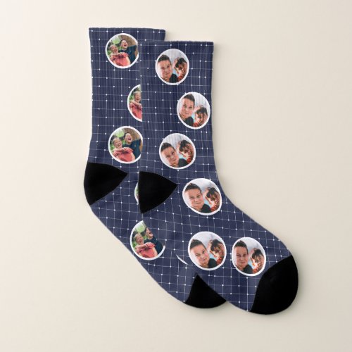 Navy Personalized Family Photo Fathers Day Socks