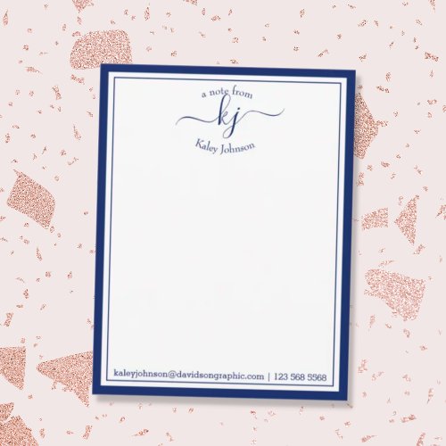 Navy Personalized  From The Desk Of Note Card