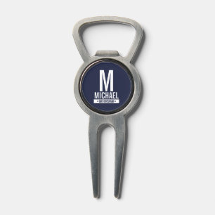 Navy Personalized Groomsman's Monogram and Name Divot Tool