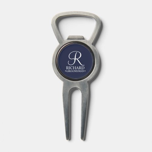 Navy Personalized Groomsmans Name and Monogram Divot Tool